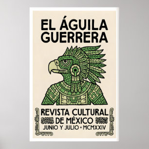Mexican Eagle Poster Aztec Warrior Design