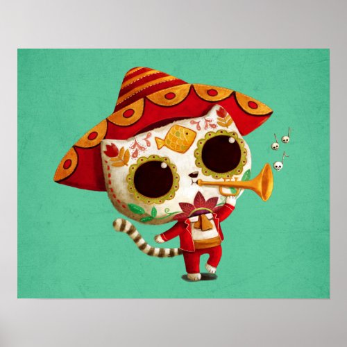Mexican El mariachi Cute Cat Poster