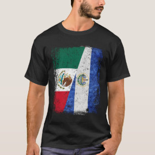 MEXICAN El Salvador Flag Half Mexican El Salvadori T-Shirt