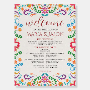 Mexican Elegant Colorful Floral Wedding Program Foam Board