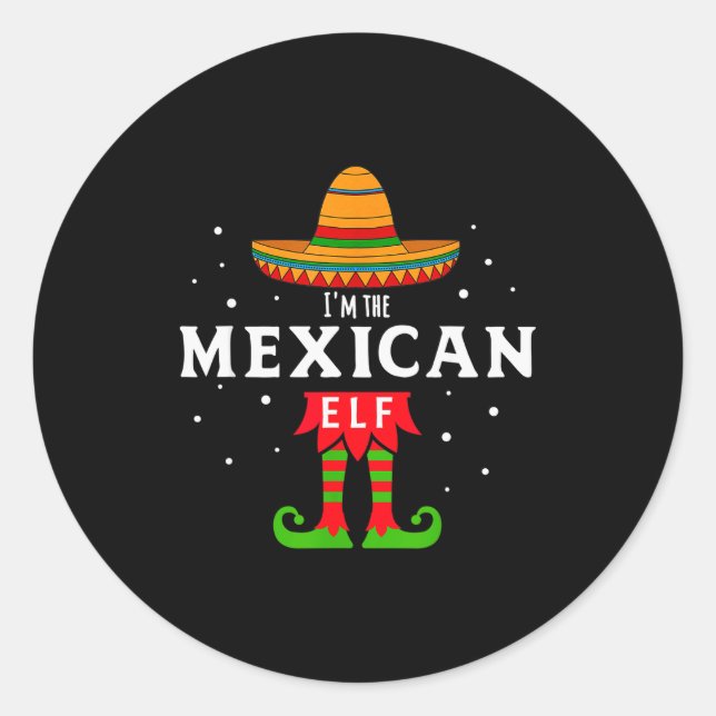 Mexican Elf Christmas Sombrero Feliz Navidad Gift  Classic Round Sticker (Front)