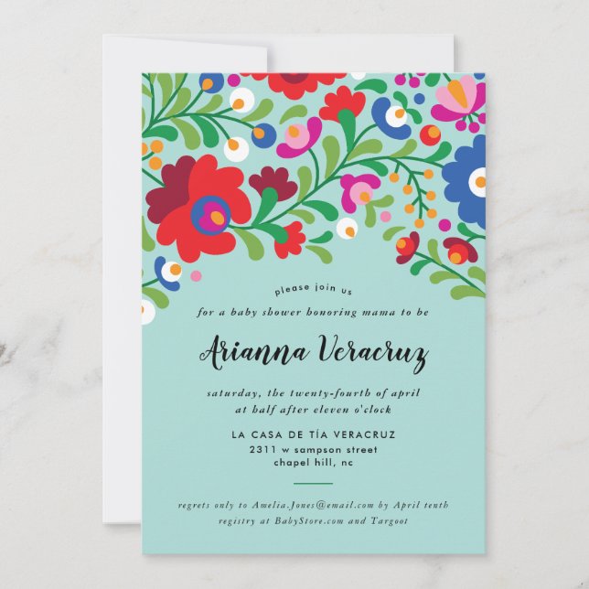 Mexican Embroidery Baby Boy Shower Invitation (Front)