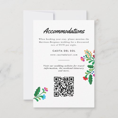 Mexican Embroidery Colorful Accommodations RSVP Card