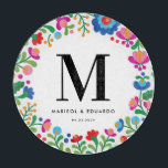 Mexican Embroidery Colorful Monogrammed Wedding Cutting Board<br><div class="desc">Inspired by the colorful embroidery of native Mexican artisans,  this glass cutting board is a lovely gift for the newlyweds celebrating their new family name and wedding date.</div>