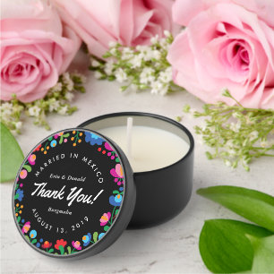 Mexican Embroidery Colorful Party Mini Candle Favors