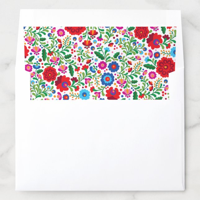 Mexican Embroidery Colorful Pattern Wedding Envelope Liner (In Envelope)