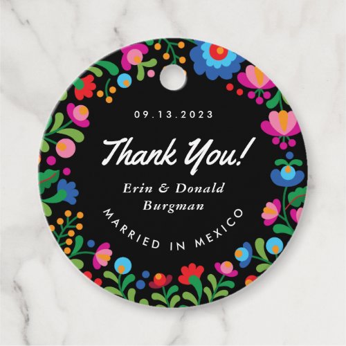Mexican Embroidery Colorful Round Favor Tags