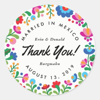 Mexican Embroidery Colorful Round Sticker by 2BirdStone at Zazzle