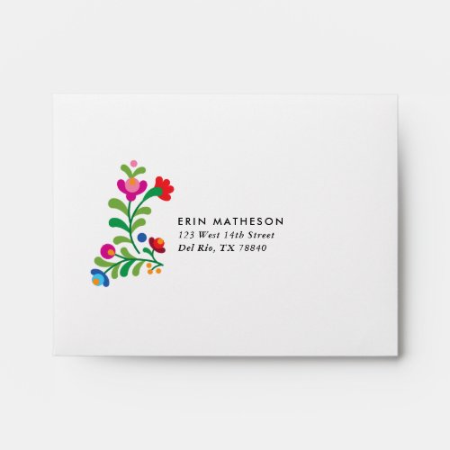 Mexican Embroidery Colorful RSVP Card Envelope