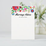 Mexican Embroidery Couple Marriage Advice Card<br><div class="desc">Petite marriage advice cards for the new married couple are a fun engagement party,  shower or wedding reception activity for guests and a charming way for the couple to look back on their special day and remember the family and friends that shared in celebration with them.</div>