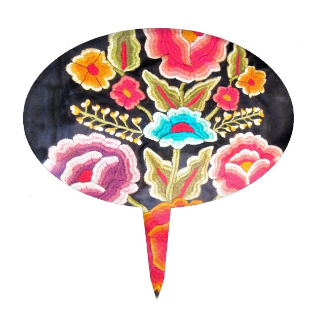 Mexican Embroidery design Cake Topper (Front)