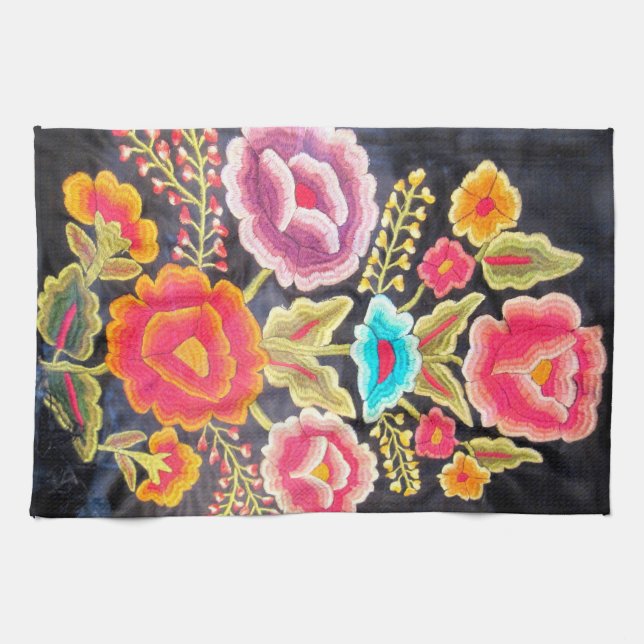 Mexican Embroidery design Kitchen Towel (Horizontal)