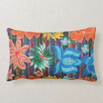 Mexican Embroidery Design Lumbar Throw Pillow by beautyofmexico at Zazzle