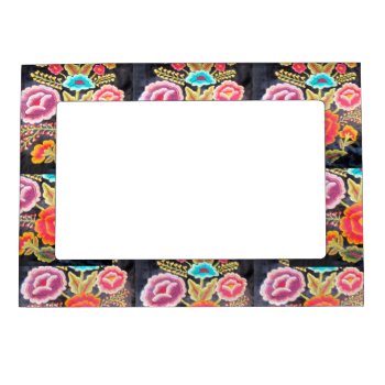 Mexican Embroidery Design Magnetic Picture Frame by beautyofmexico at Zazzle