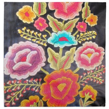 Mexican Embroidery Design Napkin by beautyofmexico at Zazzle