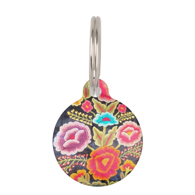 Mexican Embroidery design Pet ID Tag (Front)