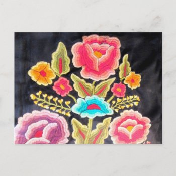 Mexican Embroidery Design Postcard by beautyofmexico at Zazzle