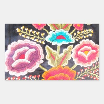 Mexican Embroidery Design Rectangular Sticker by beautyofmexico at Zazzle