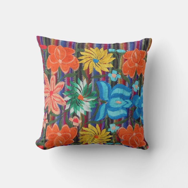 Mexican Embroidery design throw pillow (Front)