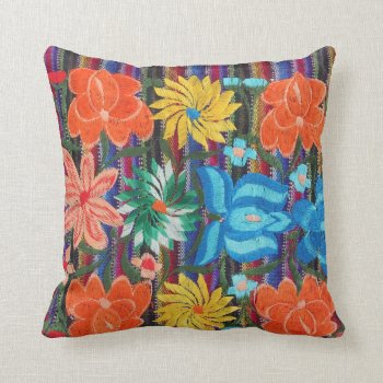 Mexican Embroidery Design Throw Pillow by beautyofmexico at Zazzle