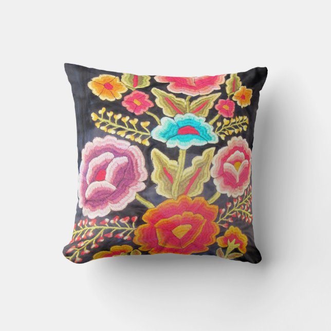 Mexican Embroidery design Throw Pillow (Front)
