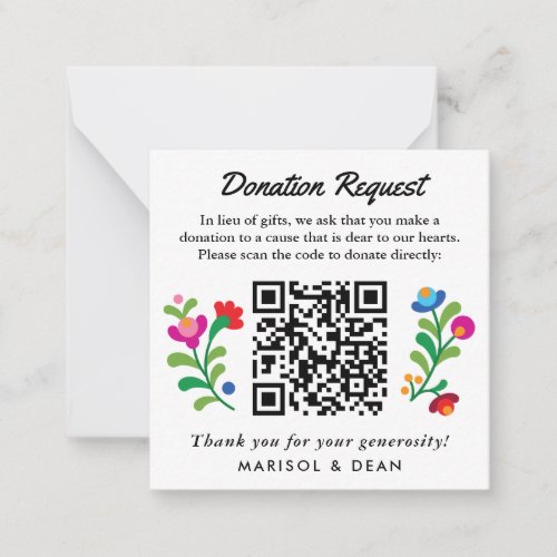 Mexican Embroidery Donation Request Gift Note Card