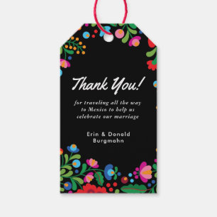 Mexican Embroidery Favor Gift Tag Custom Photo