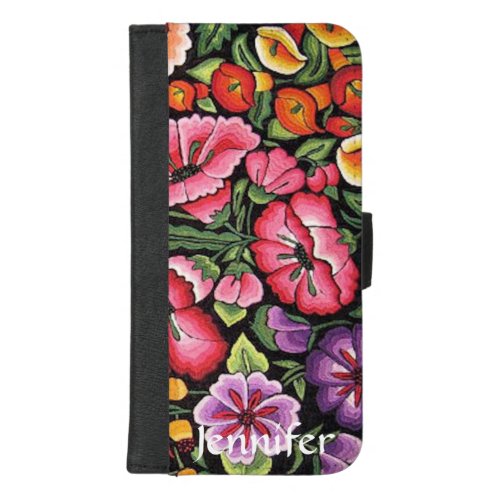 Mexican Embroidery Image Flowers iPhone 87 Plus Wallet Case