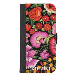 Mexican Embroidery Image Flowers iPhone 8/7 Plus Wallet Case