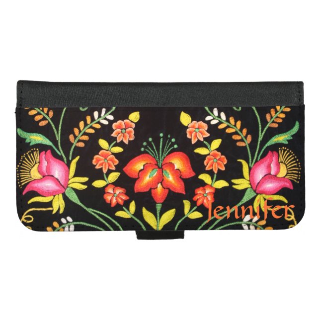 Mexican Embroidery Image iPhone Wallet Case (Front (Horizontal))