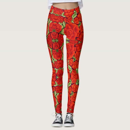 Mexican Embroidery LEGGINGS Women's Yoga Pants | Zazzle.com