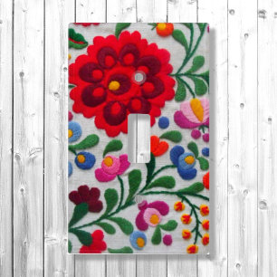 Mexican Embroidery Light Switch Plate Floral