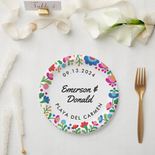 Mexican Embroidery Personalized Colorful Paper Plates