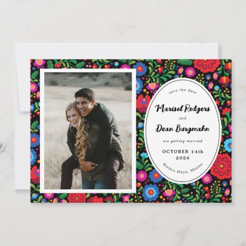Mexican Embroidery Photo Save the Date