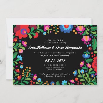 Mexican Embroidery Rehearsal Dinner Invitation by 2BirdStone at Zazzle