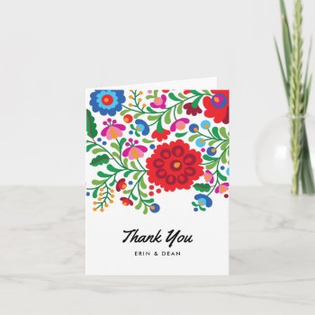 Mexican Embroidery Thank You Note Photo Card by 2BirdStone at Zazzle