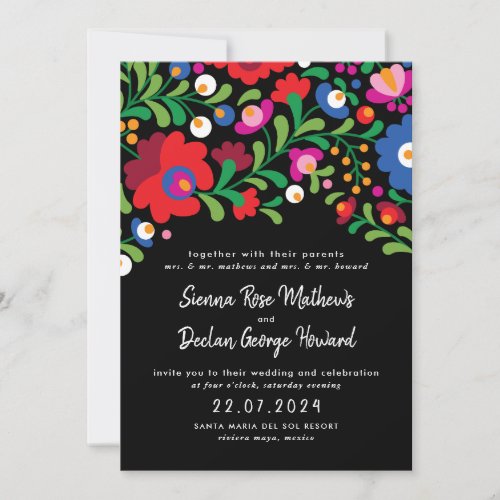 Mexican Embroidery Wedding Invitation