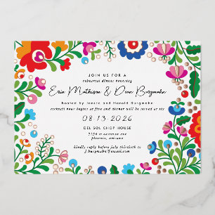 Mexican Embroidery Wedding Rehearsal Dinner Foil I Invitation