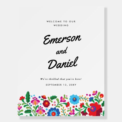Mexican Embroidery Wedding Welcome Foam Board