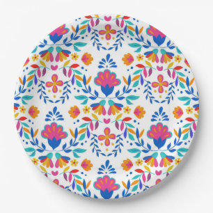Mexican ethnic folk art floral pattern paper plates