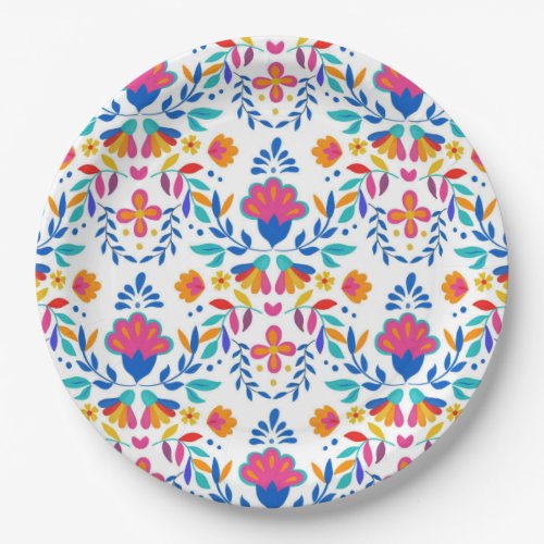 Mexican ethnic folk art floral pattern  paper plates