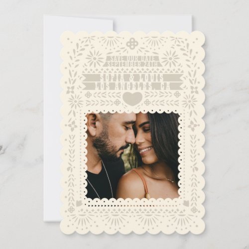 Mexican Fantail Doves Papel Picado Save the Date Invitation