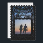 Mexican Fantail Doves Papel Picado Save the Date Invitation<br><div class="desc">Black over your photo "papel picado" inspired digital design for your save the date,  or make it an invitation by adding your wedding details to the back side.</div>