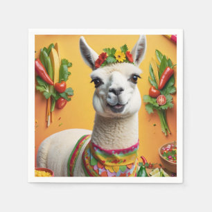 Mexican Feast Cute Llama Napkins