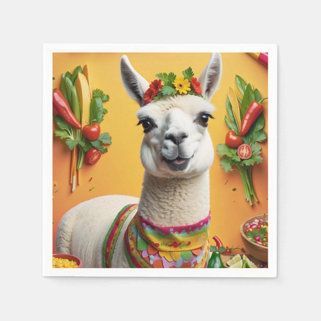 Mexican Feast Cute Llama  Napkins (Front)