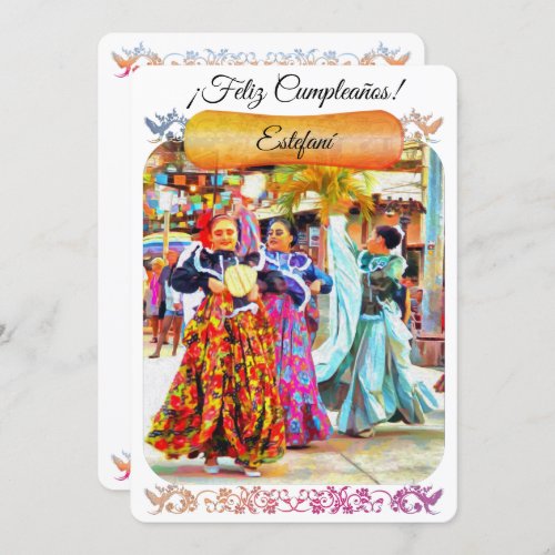 Mexican Festival Dancers 2549 Birthday Card