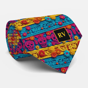 Mexican Festival Papel Picado Banner Neck Tie