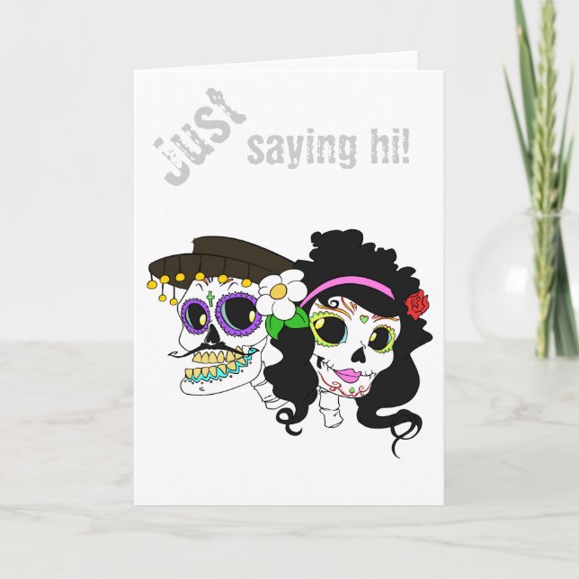Mexican Festive Skull Holiday Card (Front)