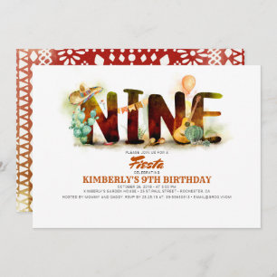 Mexican Fiesta 9th Birthday Party Invitation