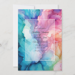 Mexican Fiesta Alcohol Ink Wedding Invitation